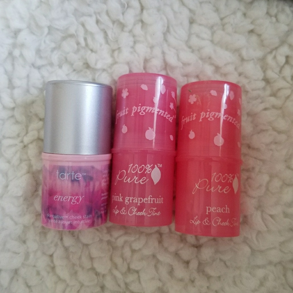 100% pure & Tarte lip and cheek stains